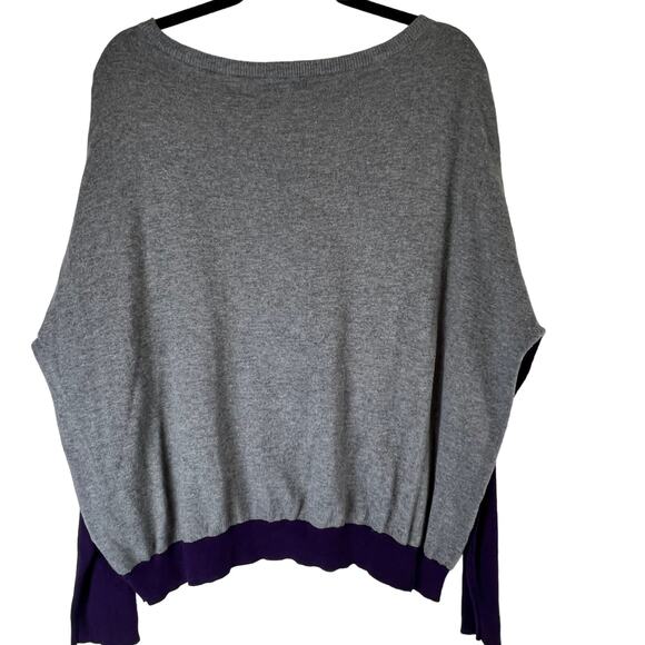 A.N.A. Purple Lightweight Striped Purple Gray Sequins Sweater Large - Picture 11 of 14